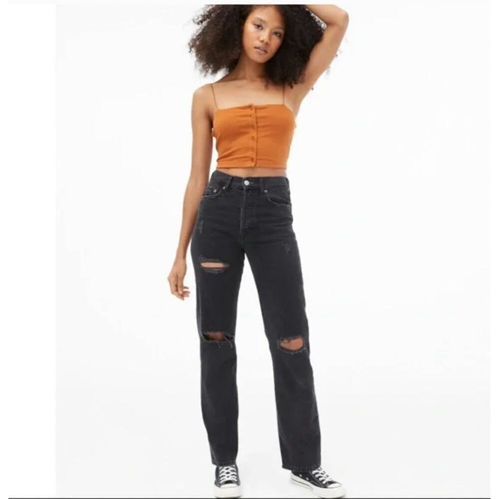 Aeropostale 90s Baggy washed Black distressed Jeans size 4
